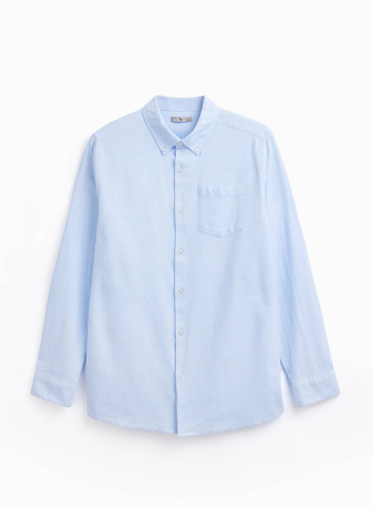 Light Blue Jacquard Texture Regular Fit Long Sleeve Shirt 19.5 - Image 3